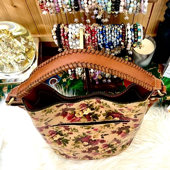 Patricia Nash Vintage Floral Leather Bag with Detachable Crossbody Strap - Picture 4 of 14